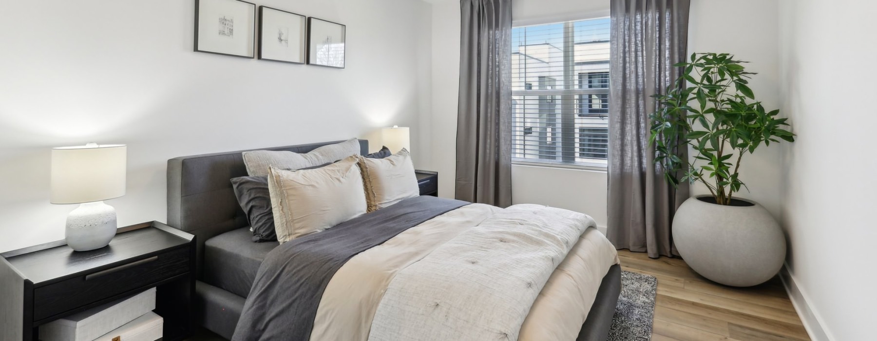 a bed in a room