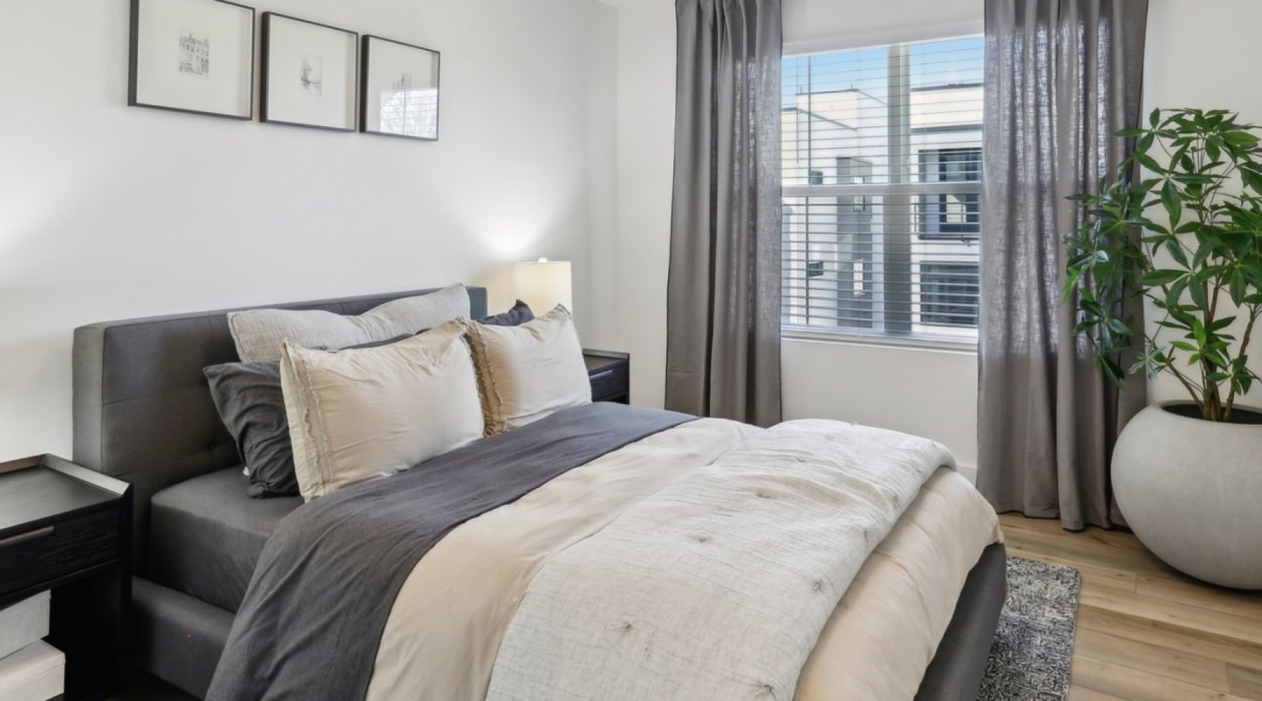a bed in a room